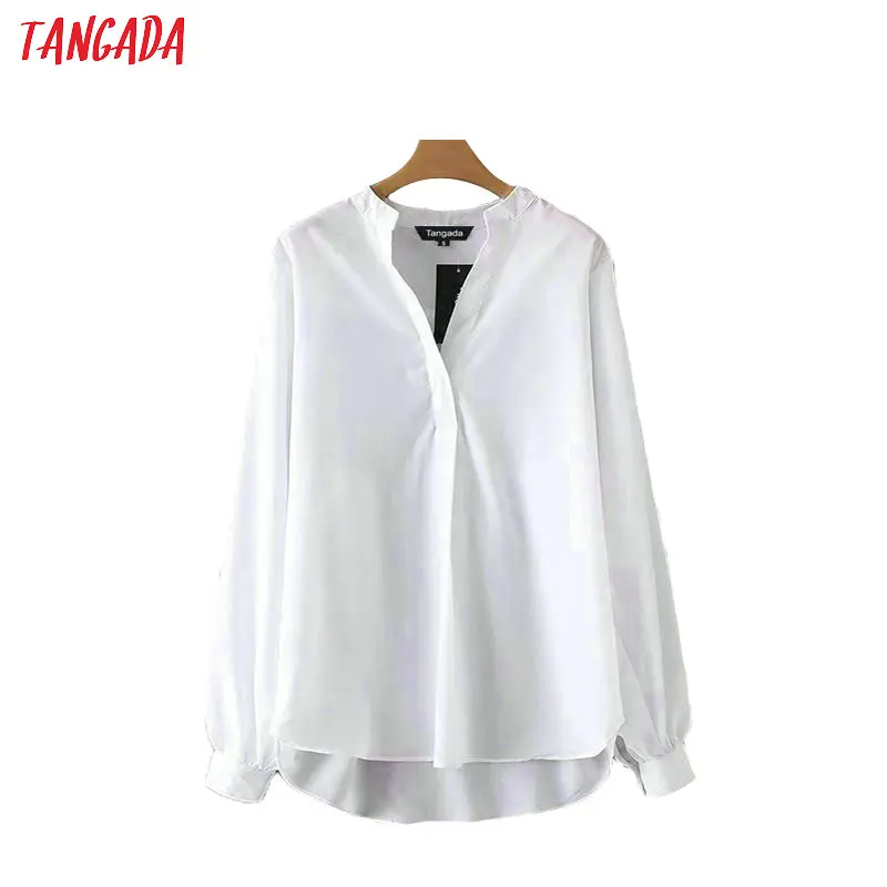 

Tangada women elegant blouse chiffon shirts lantern sleeve Shirts office ladies white top femme womens clothing AZ60
