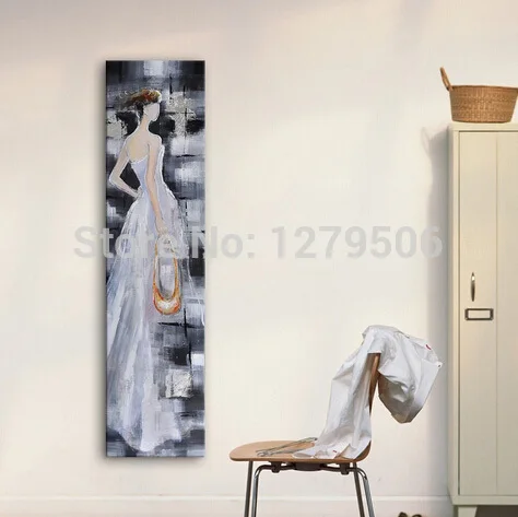 Free Shipping 100% Hand Painted Oil Painting Blank and white Beautiful Women Decorative Oil Paintings No Frame.jpg