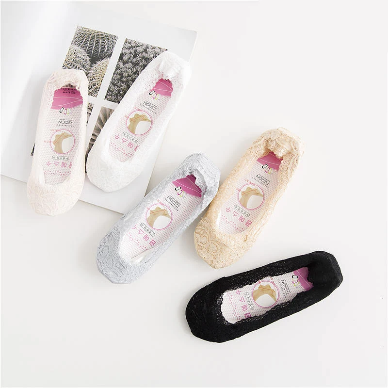 

Fashion Women Cotton Lace Antiskid Invisible Liner Socks Elastic Comfy Female Summer Spring Ankle Boat Low Cut Short Socks