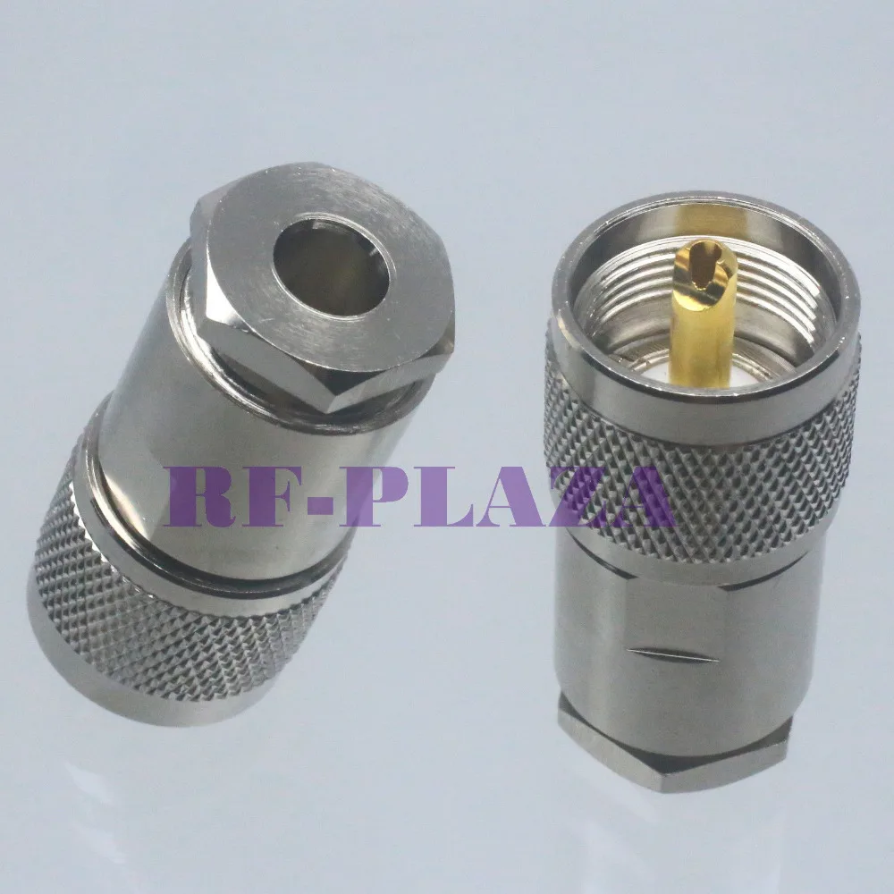 

1pce Connector UHF PL259 male plug clamp RG8X RG59 LMR240 RG6 cable Straight