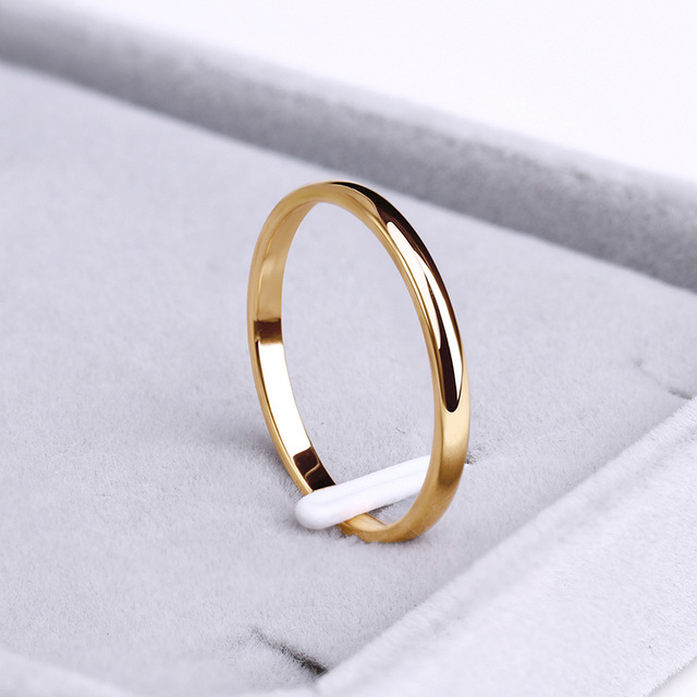 Stainless Steel Rings Rose Gold Anti-allergy Smooth Simple Wedding Couples Rings Bijouterie