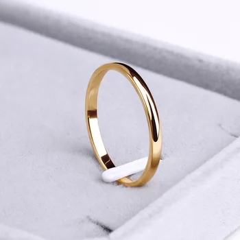 CACANA 스테인레스 스틸 반지 로즈 골드 컬러 알레르기 방지 부드럽고 심플한 웨딩 커플 반지 보석류