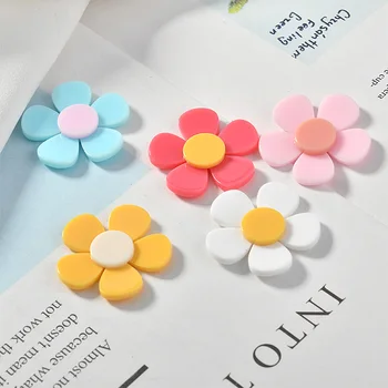

Summer style 40pcs/lot 31mm color print cartoon flowers shape resin beads diy jewelry earring/garment accessory