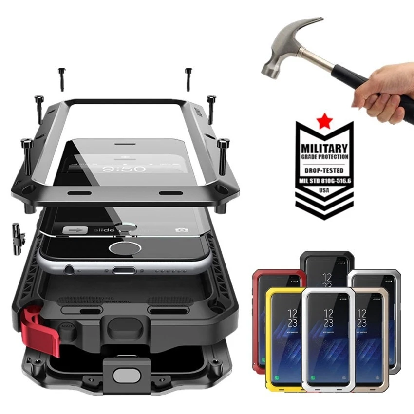 

Heavy Duty Protection armor Metal Aluminum phone Case For Samsung Galaxy S10E S9 S8 Plus S6 S7edge Note 9 8 5 4 Shockproof Cover