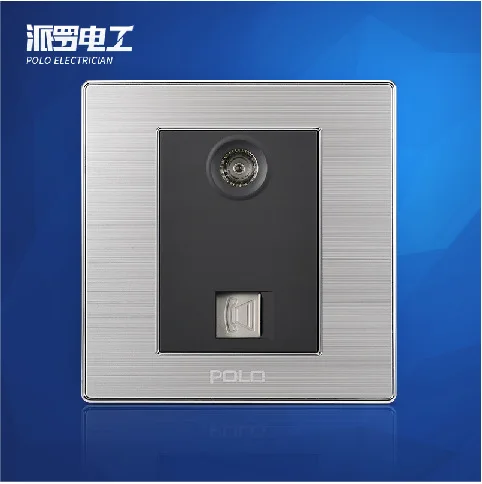 Free Shipping, POLO Luxury Wall Light Switch Panel, TV+TEL Socket, Champagne/Black, Electric Socket, 10A, 110~250V, 220V Free Shipping, POLO Luxury Wall Light Switch Panel, TV+TEL Socket, Champagne/Black, Electric Socket, 10A, 110~250V, 220V