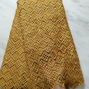 

nigeria lace fabric gold african lace fabrics cord lace fabrics for party guipure dentelle tissu high quality 5yard L1602