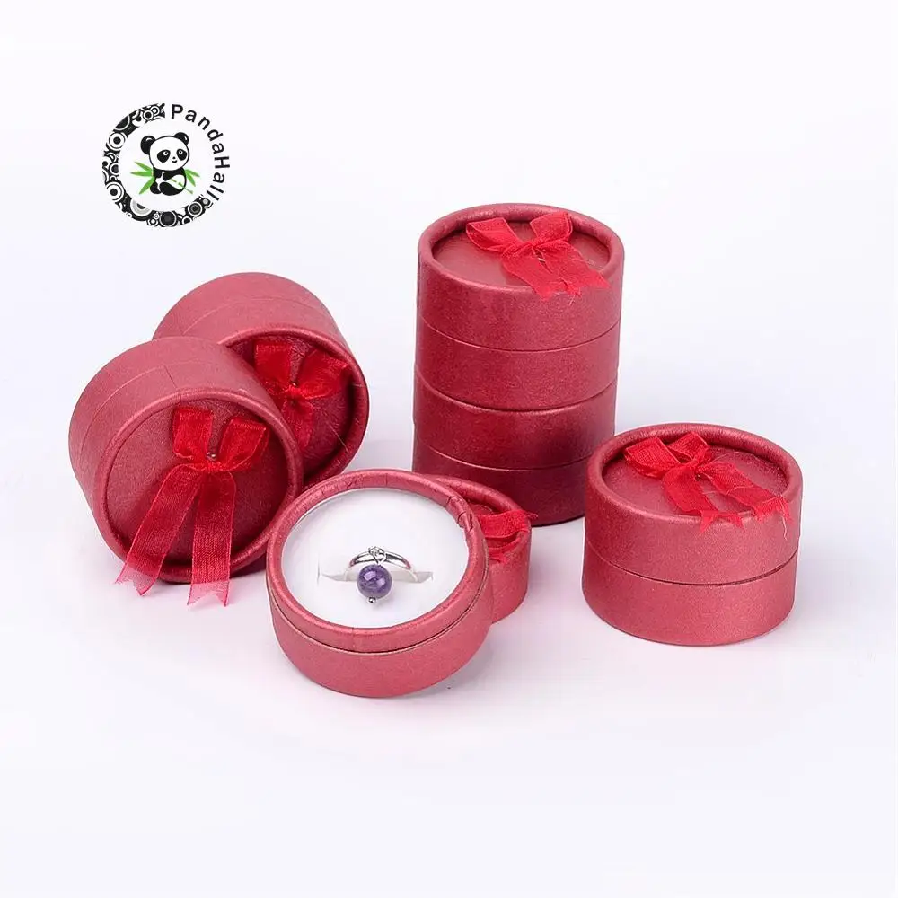 Valentines Day Presents Packages Round Ring Boxes, DarkRed, 5.4x3.5cm