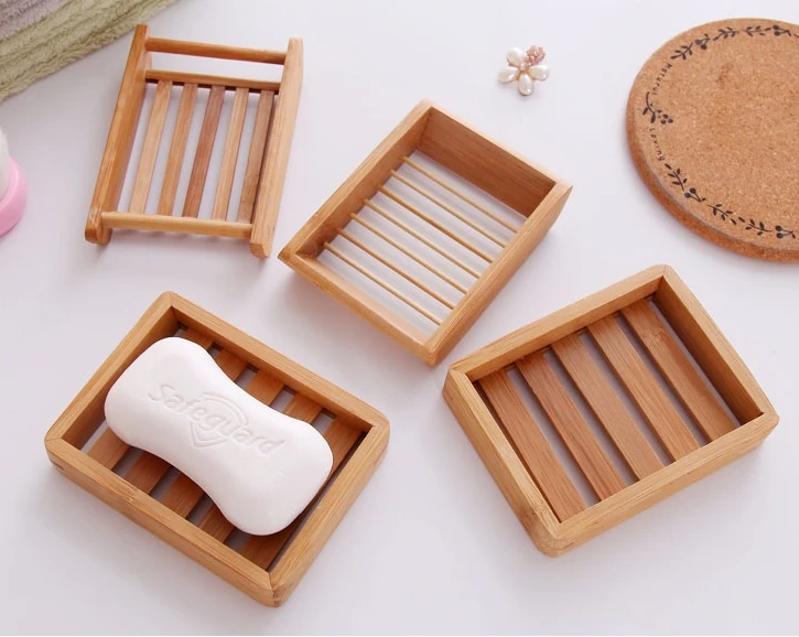 US STOCK Natural Bamboo Wood Bathroom Shower Soap Tray Dish Holder Plate