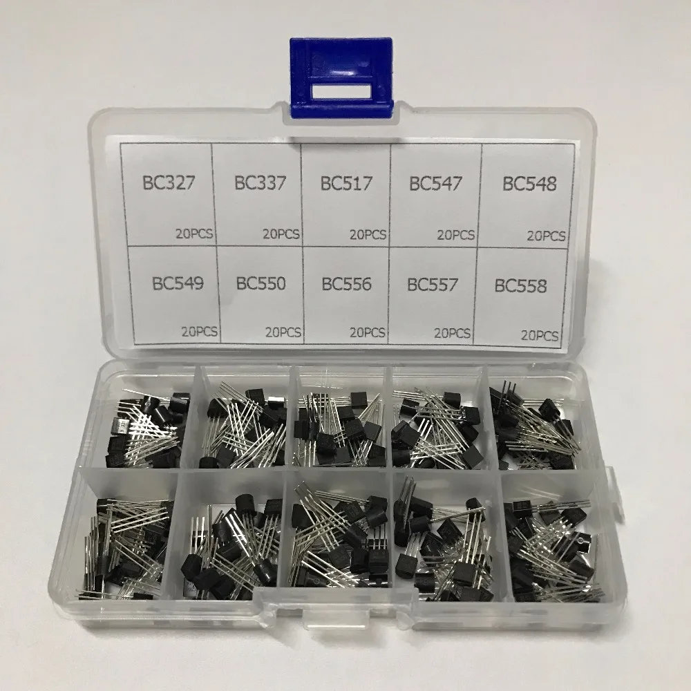 10 значений 200 шт. BC327 BC558 BC337 BC549 BC550 BC517 BC556 BC547 BC557 BC548 NPN фотоэлемент коробка