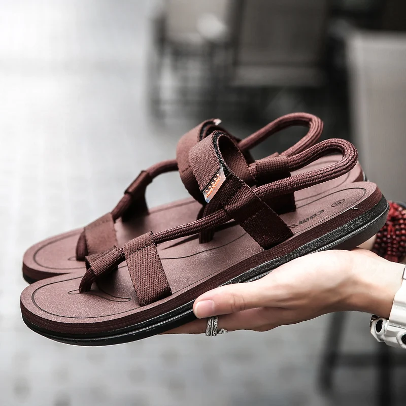 

2019 New Summer Men Sandals Beach Shoes Roma Leisure Breathable Clip Toe Dual-purpose Sandal Male Soft Shoes