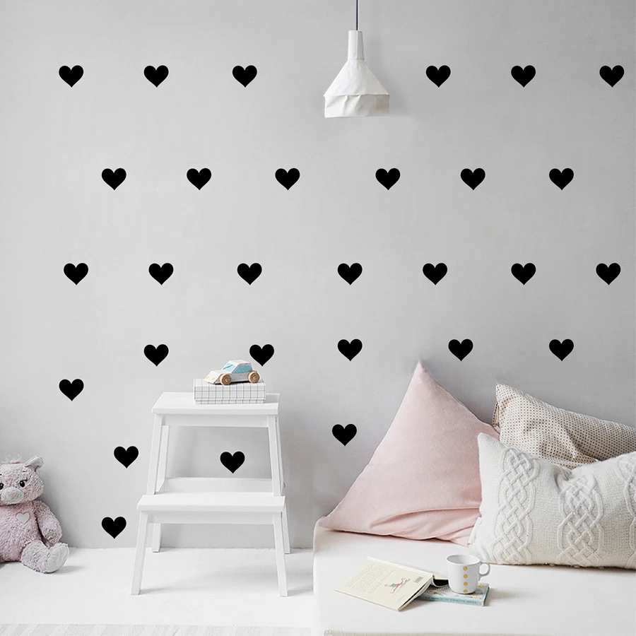 Маленькие наклейки на стены в форме сердца, Наклейки на стены, съемные украшения для дома, художественные наклейки на стены для маленькой девочки, современный декор