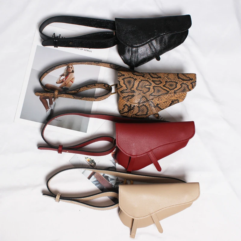 

Serpentine Fanny Pack Ladies PU Leather Waist Belt Bag luxury handbags Female designer chest bag Belly bag Thigh bag purse
