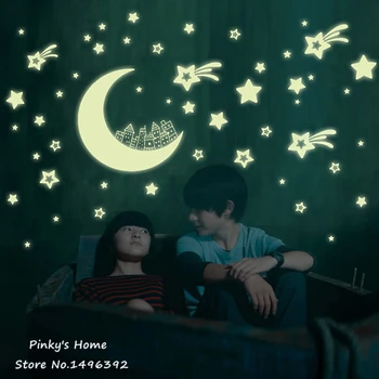 

Glow in the Dark Stars World Moon Luminous Fluorescent PVC Children Stickers Kid Stickers DIY Stationery Sticker