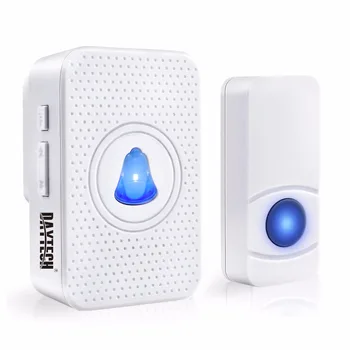 

DAYTECH Wireless Doorbell 55 Ringtones IP55 Waterproof Push Button LED Indicator 0-110dB Chime Ring Door Bell DB05