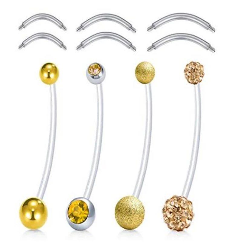 

4-6pcs Mix Style 38mm Pregnancy Sport Maternity Flexible Bioplast Belly Navel Button Ring Retainer w 6mm 8mm 10mm Stainless