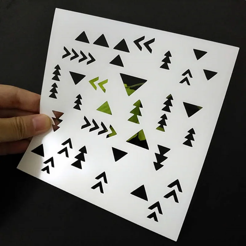 

2 designs,Modern Triangle Geometric Background Stencils for scrapbooking,Polymer Clay,Card Making,Acrylic Painting,5.5''*5.5''