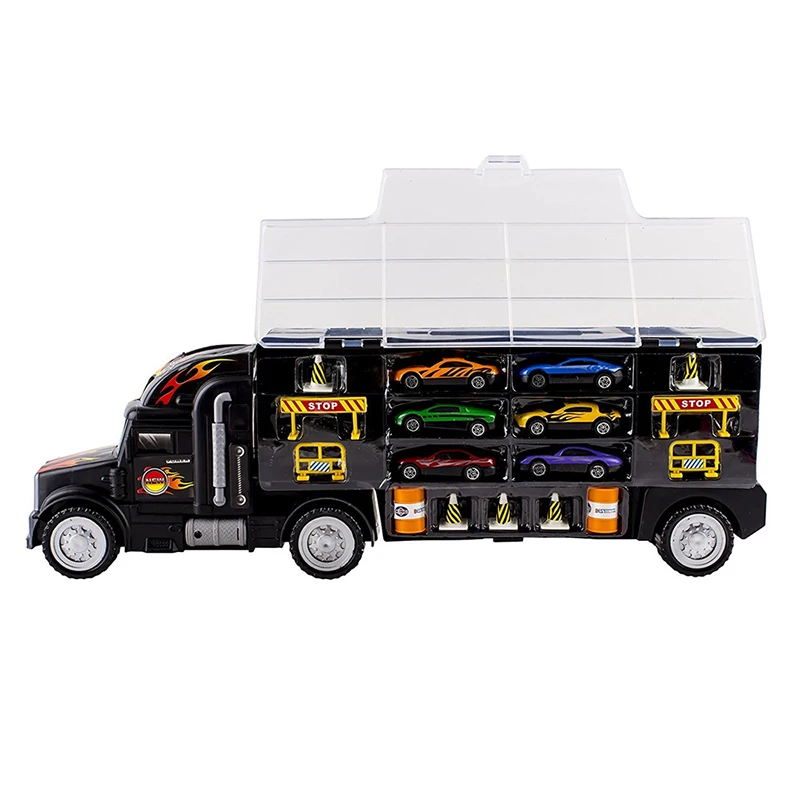 18 шт./компл. транспортный автомобиль перевозчик грузовик игрушка для мальчиков(включает в себя из сплава в виде металлического 6 pcscars+ 1 шт.+ 11 шт. препятствий) для малышей; для детей
