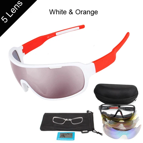 NEWBOLER спортивные велосипедные очки 5 поляризованные линзы велосипедные солнцезащитные очки Горный велосипед очки для мужчин и женщин gafas oculos ciclismo - Цвет: 5 lens white orange