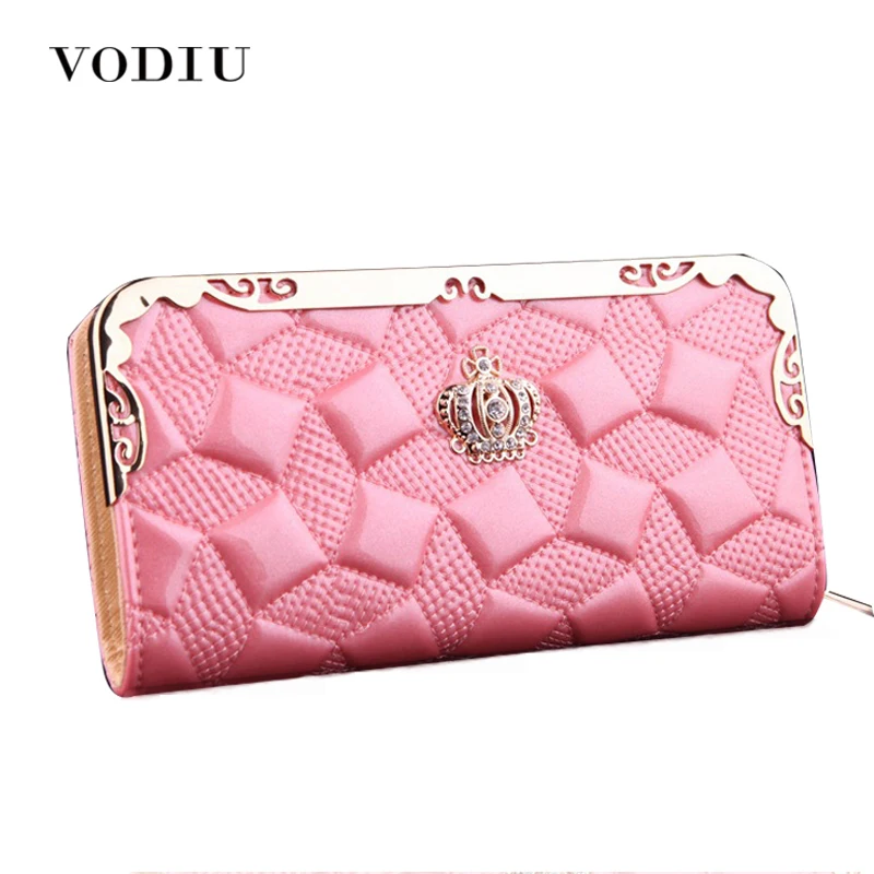 

2017 Luxury Vintage Patent Leather Women Long Wallet Female Slim Clutch Wristlet Thin Purse Credit Card Holder Dollar Cuzdan Bag