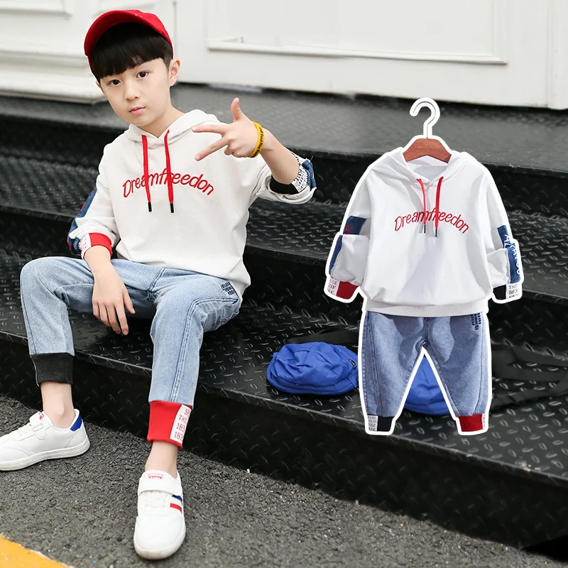 Children Clothing Sets Spring Boys Fashion Hooded Jacket + pants 2 Pcs suits 5 8 10 12 13 years kids clothes |