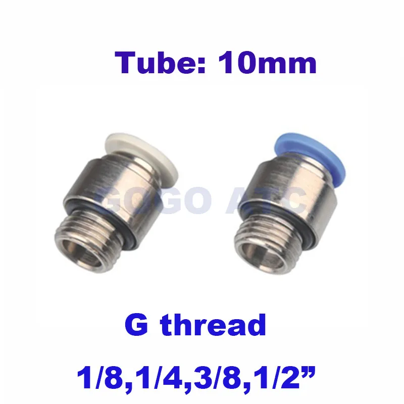 Details about   10pcs 10MM OD x 1/8" Thread AIR HOSE FITTING pneumatic Tube 