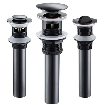 

Bathroom Pop-Up Drain with Overflow Brass Oil Rubbed Bronze for Basin Waste Black Drain Stopper Flip cover drains