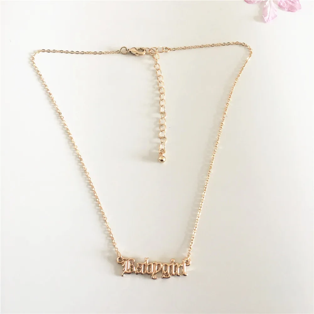 

CHIC GOLD COLOR PLATING OLD ENGLISH FONT BABYGIRL LETTER NECKLACE FOR WOMEN