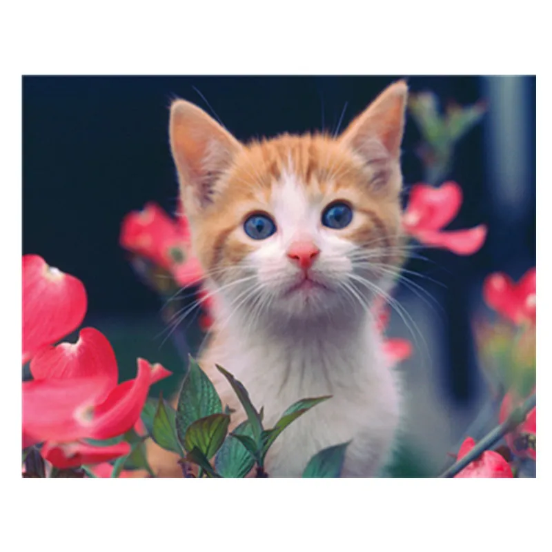 

Diamond Cross Stitch / Full Round Diamond Embroidery Cute Cat Mosaic Sticker