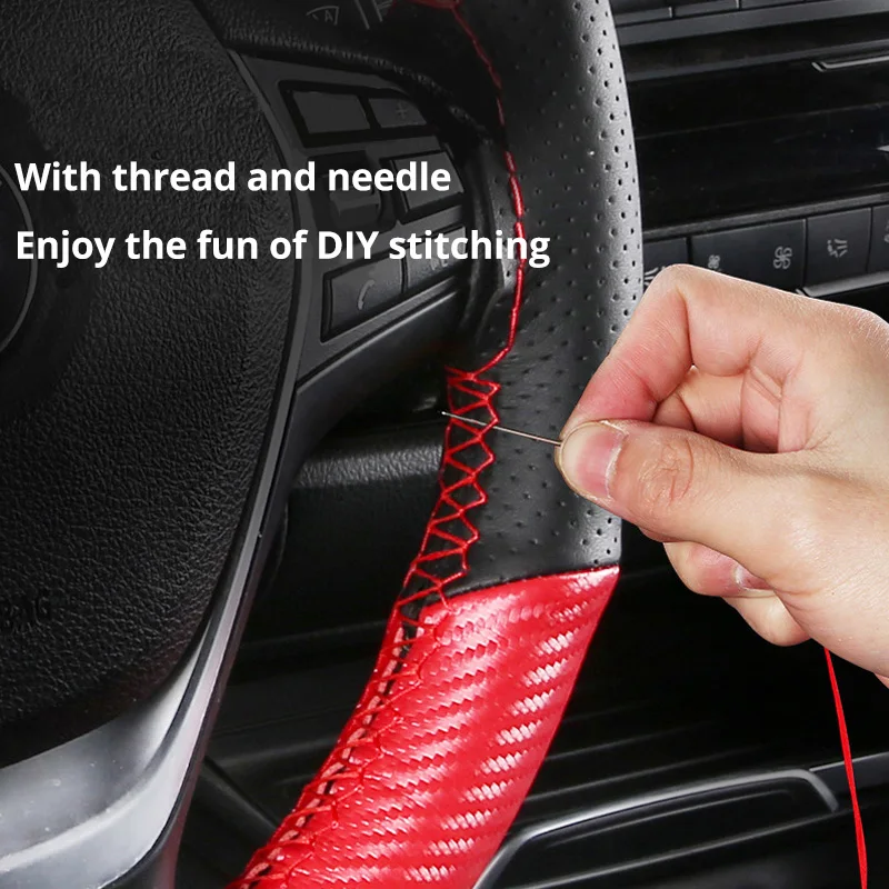 Fibra de Couro Cobertura do Volante do Carro Envoltório com Agulha Anti-deslizamento para Suvs Autoyouth Polegada Universal Micro Ponto no & Linha 15 11 Capas p direção