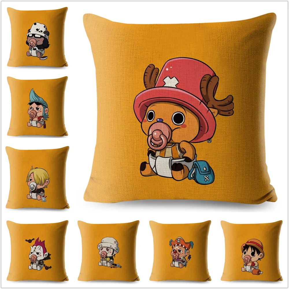 Cute Cartoon Luffy Chopper Cushion Cover for Sofa Home Printed Throw Pillow Case Linen 45*45cm Decorative Pillowcase | Дом и сад