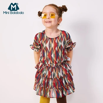 Mini Balabala Girls 2-Piece clothes set Soft Cotton Short Ruffle Sleeved Blouse Top + Ruffled Skirt Set Children Kids Outfits 3