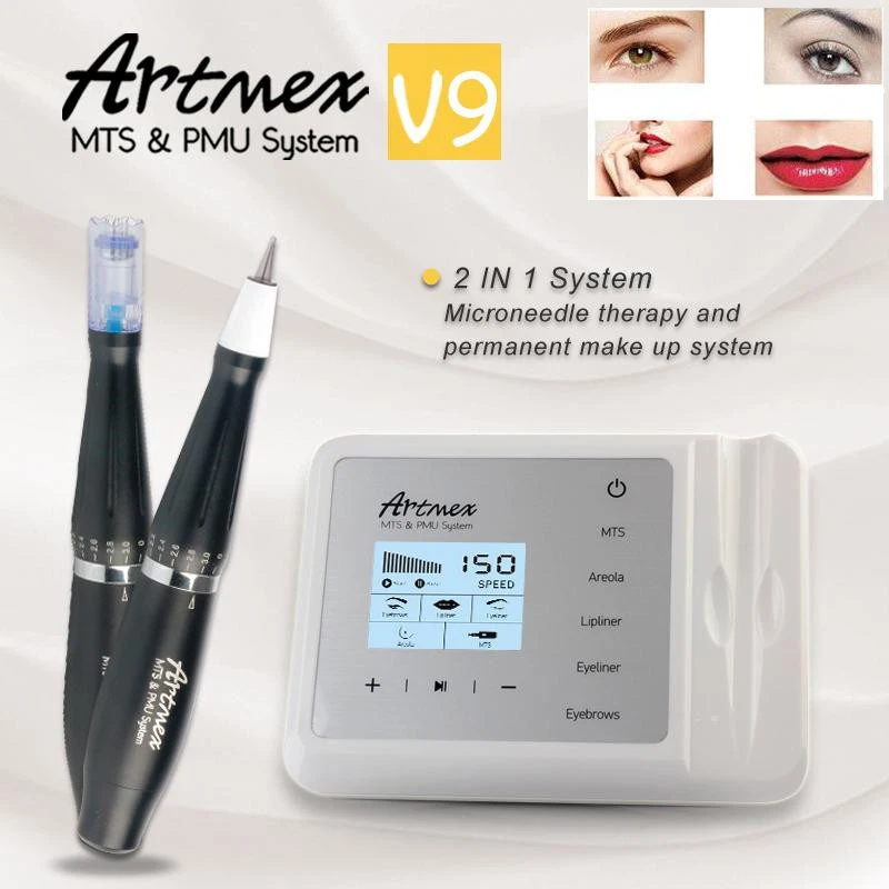 

Professional Artmex V9 2 in 1 Digital Permanent Makeup tattoo Lipliner Eyeliner Eyebrow Microneedle Therapy Machine MTS / PMU