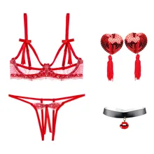 Сексуальный мусс с открытой чашкой, наборы бюстгальтеров, прозрачное сексуальное женское нижнее белье, Новое поступление, бюстгальтер с цепочкой