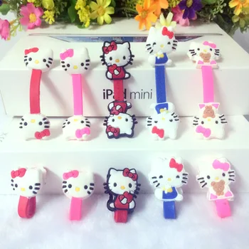 

50pcs/lot Cute-KT Cable Winder Earphone Winder Earbud Silicone Cable Cord Holder Cable Wire Organizer Free shipping