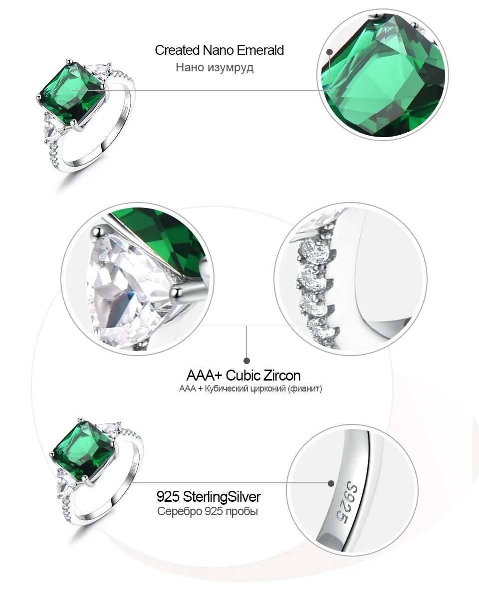UMCHO Emerald  925 sterling silver rings for women NUJ092E-1 -pc (7)