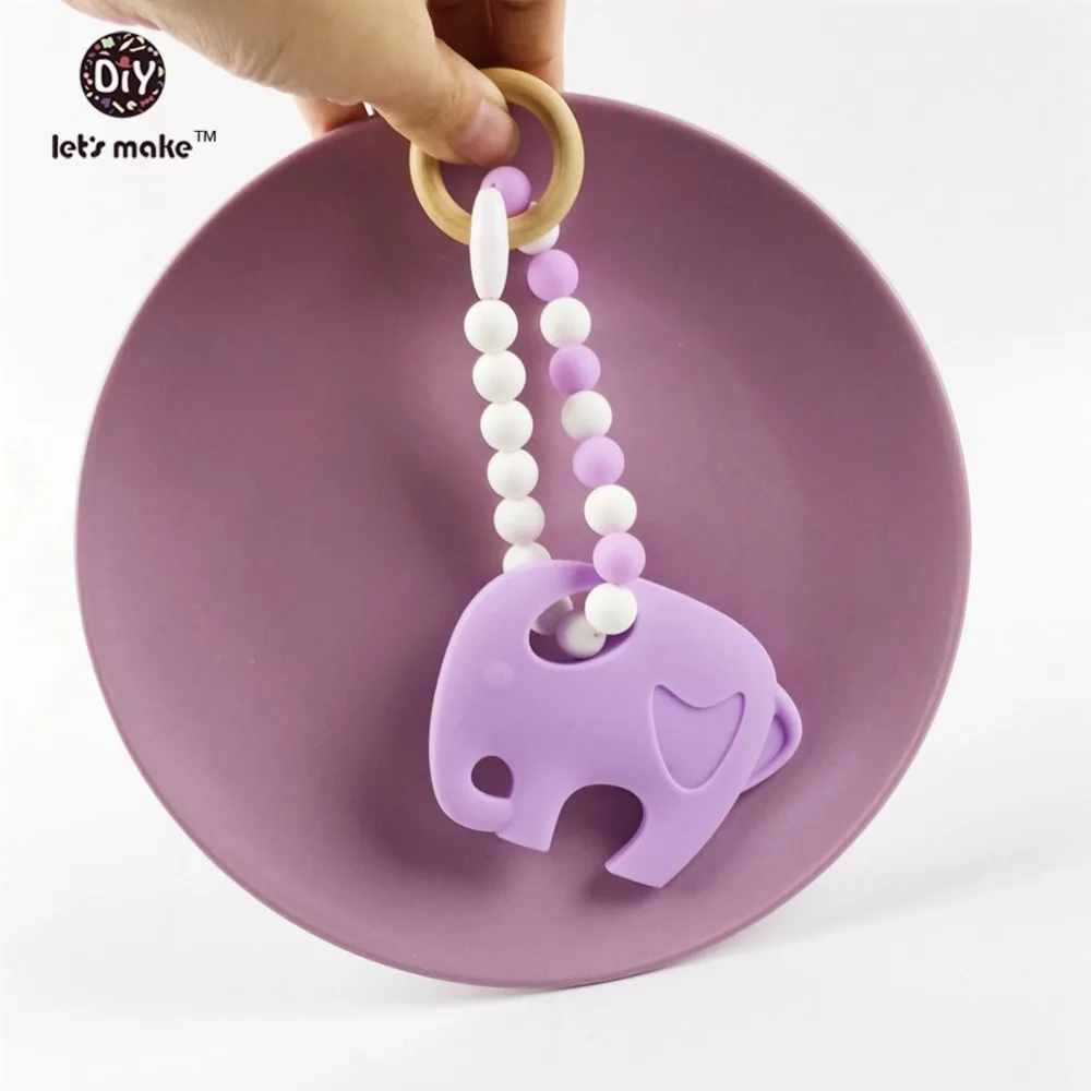 Давайте сделаем силиконовые s соску клип Экологично слон деревянная кольцо детские игрушки подарок душа кормящих браслет Детские Прорезыватель
