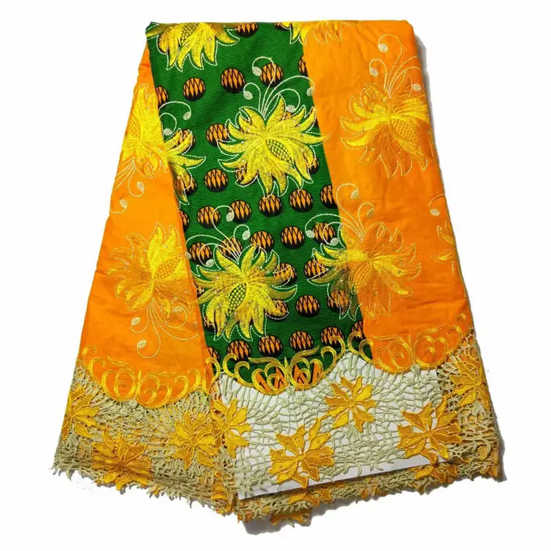 

SMT!High Quality Hollandais Wax New Arrival Ankara Wax Lace Fabric African Embroidery Dutch Wax With Guipure Lace Fabric! P42510