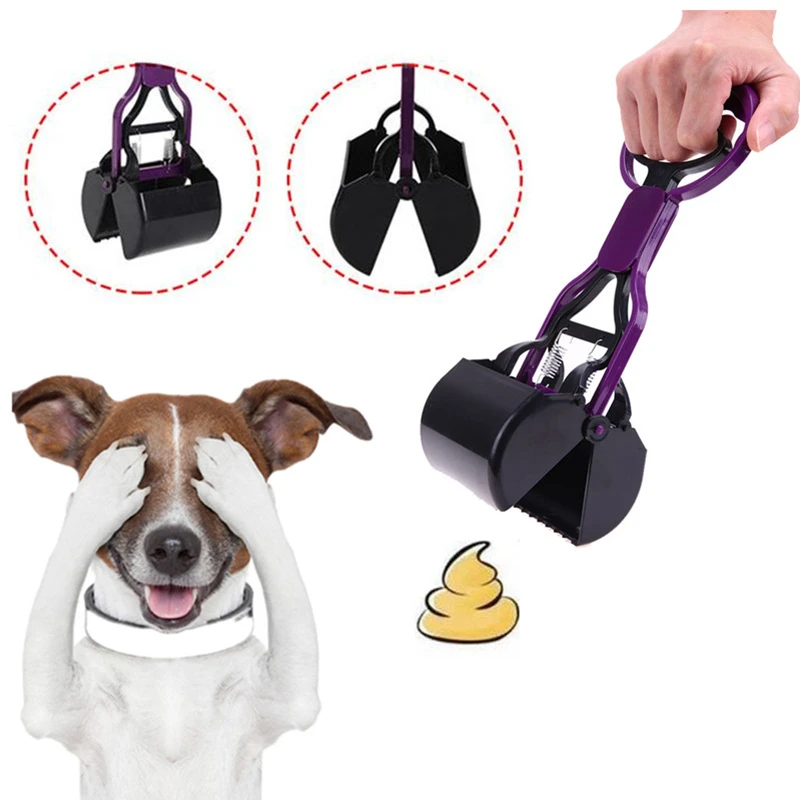 Portable Dog Cat Pet Pooper Scooper Long Handle Jaw Poop Scoop Clean Pick Up Animal Waste For