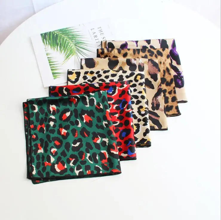 

yishine 20pc Mix Colors Women Multifunction Polyester Scarf Sexy Leopard Hearts Printed Satin Small Square Wraps Scarves Shawl