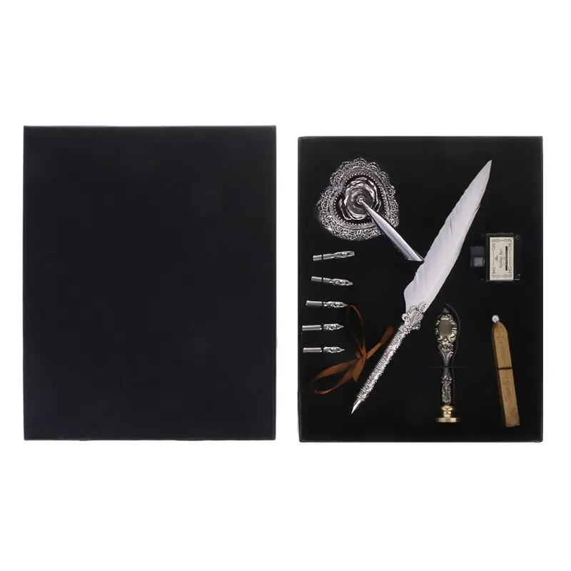 

Beautiful Feathers Pen Vintage Feather Dip Writing Ink Pens Set Stationery Gift