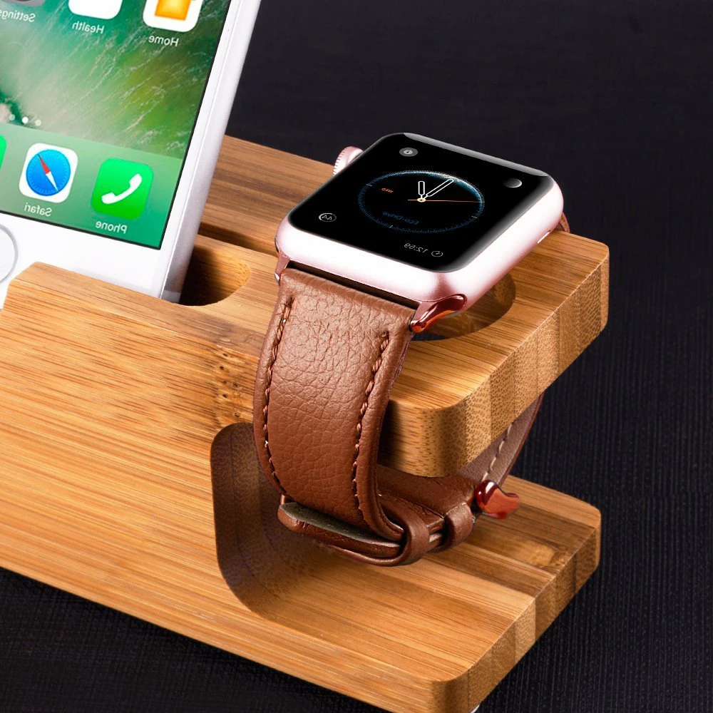 Apple Watch Band strap, Best iwatch Genuine Leather Watchband, rose gold adaptor connector & buckle, 44mm/ 40mm/ 42mm/ 38mm Series 4 3 2 1