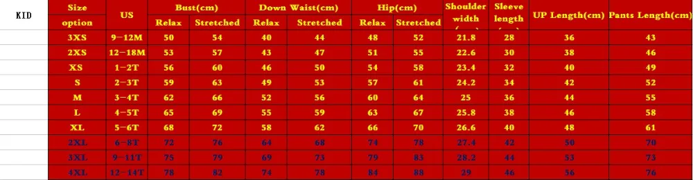 christmas family pajamas size chart (2)