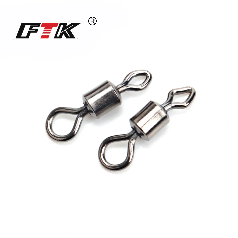 

FTK Brand swivel 1Pack 10PCS/Lot Hyper Strong Fishing Swivel Rolling Fishing Hook Lure Connector Terminal Fishing Tackle
