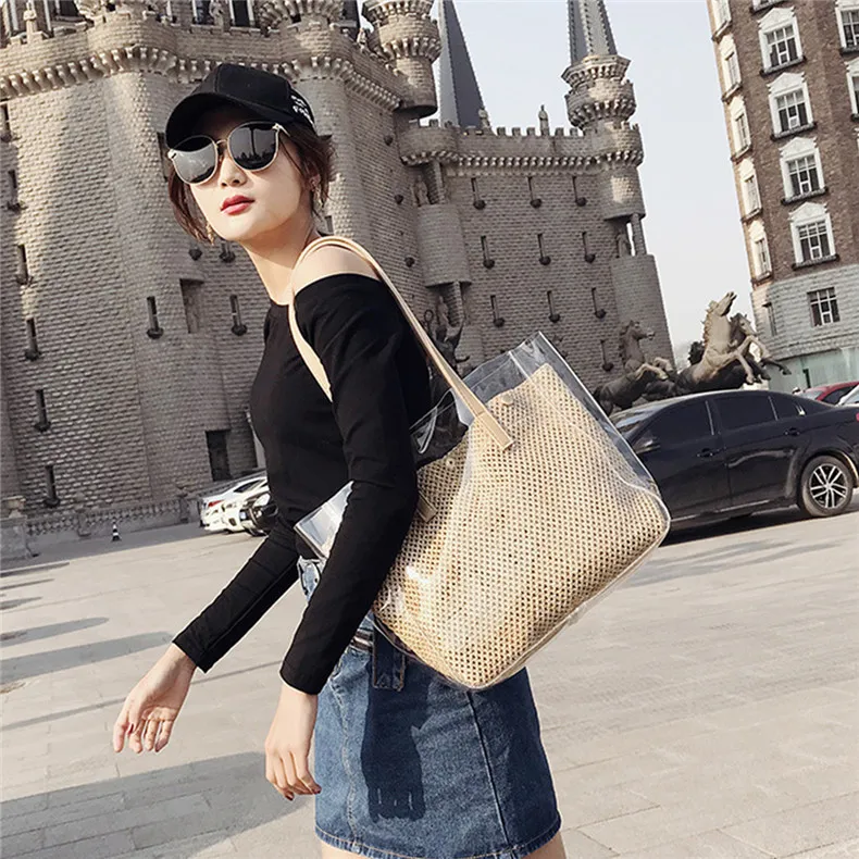 Micom Bali Beach Bag Women Summer Transparent Rattan Shoulder Bag Casual Tote Bags for Women Lady Handbags Bohemia New Arrival (8)