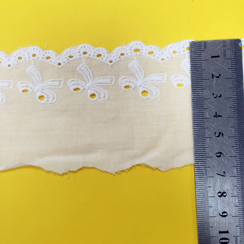 

6cm 2.36" wide 14 yard ivory cotton fabric embroidered tapes lace trim ribbon clothing dress skirt fabric 114113QL4K148