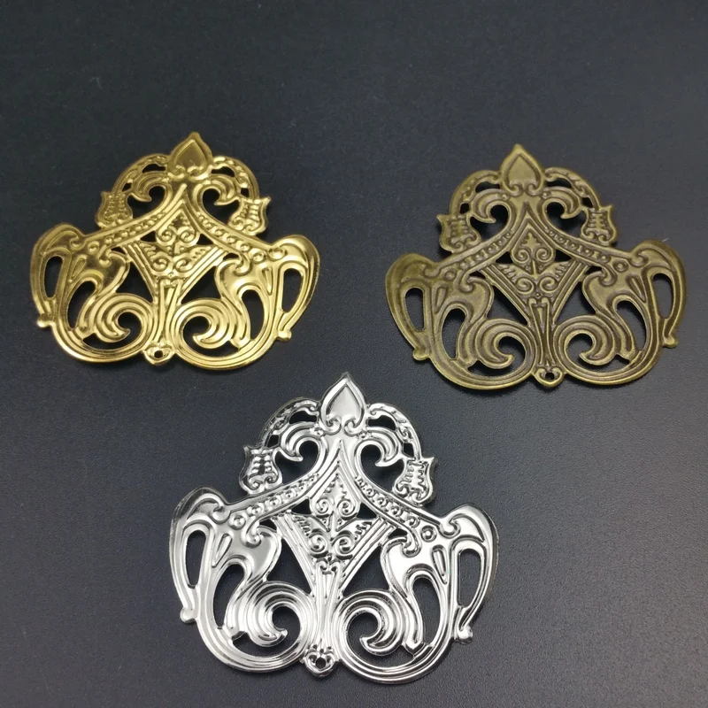 

20Pcs/lot 48x50mm Filigree silk flower Wraps Connectors Embellishments Findings Wraps Connectors For DIY Jewelry Making