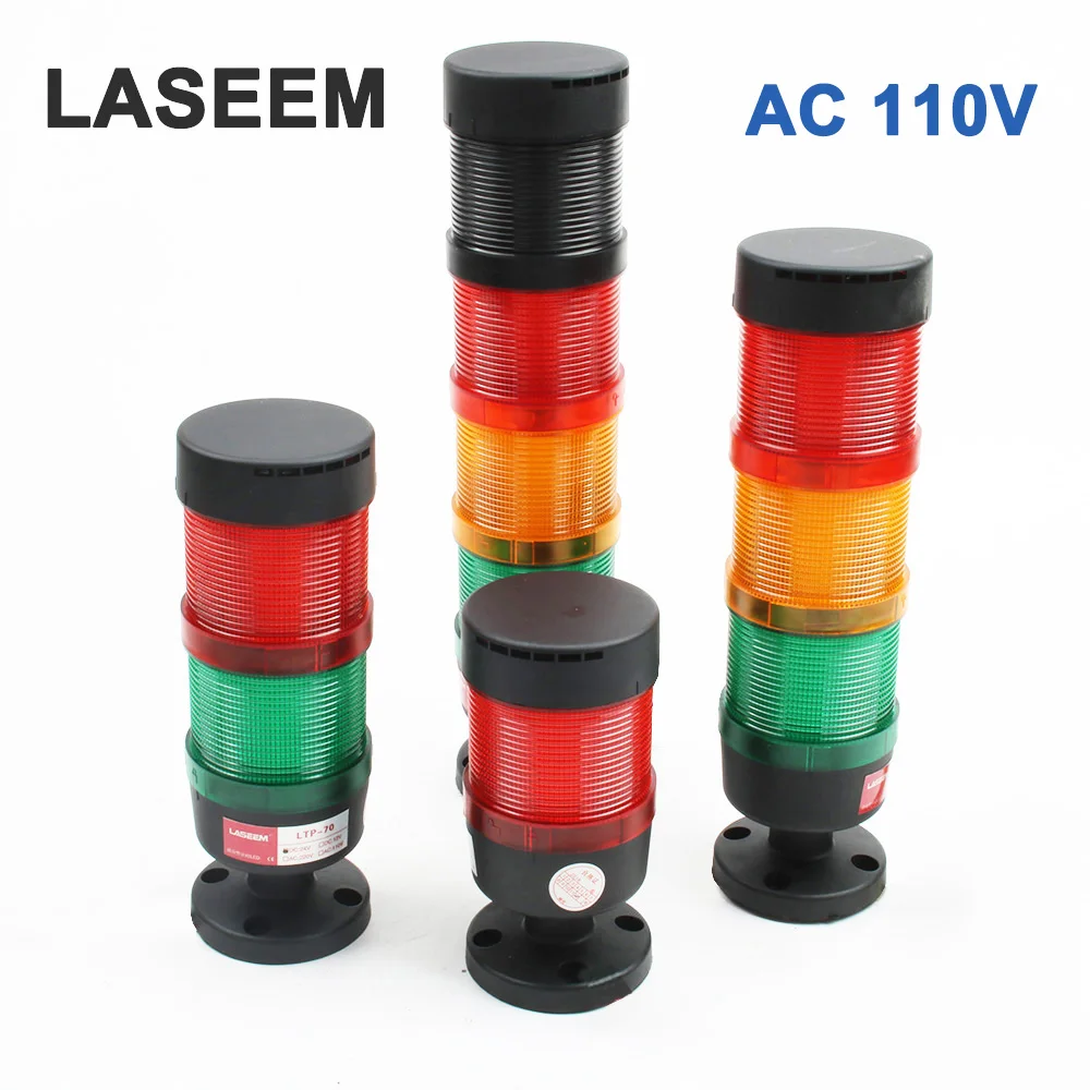 

Multilayer Safety Industrial Stack light LED LTP lamps Buzzer Sound Normal Flash Black AC 110V Turn around 5layers 70mm