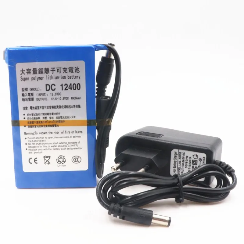 

Fikida DC 12 V 4000 mAh Li-lon DC12V Super Rechargeable Battery + AC Charger + explosion-proof switch US/EU Plug