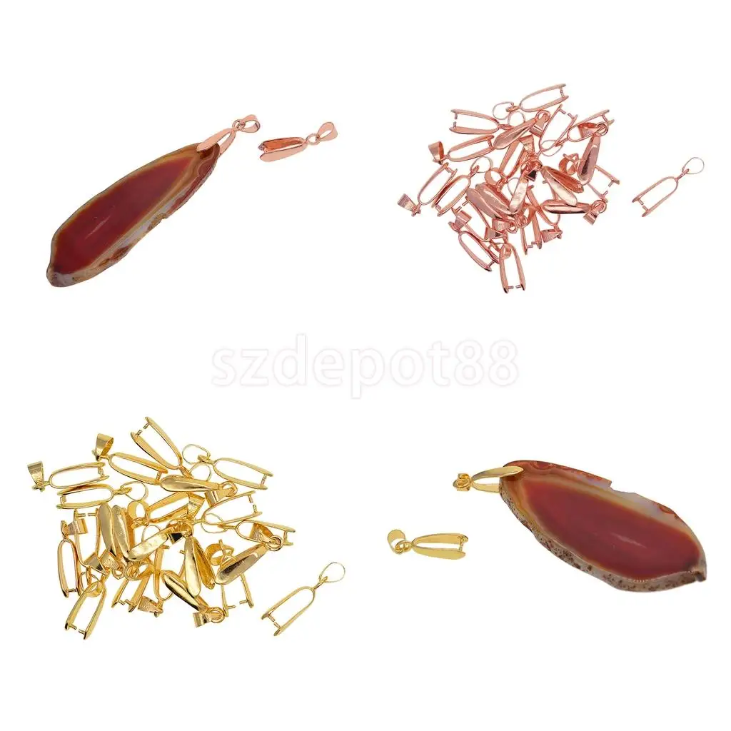 20pcs Gold / Rosegold Plated Pendants Clasps Clips Bails Connectors Brass Charm Pinch Bail Beads Jewelry Findings DIY