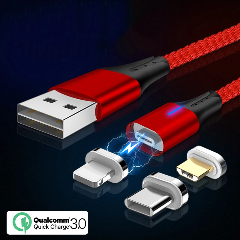 

Magnet wires double U triad phone cable for android iphone6 7 8 plus magnetic source cable TYPE - C for huawei charging line 3A